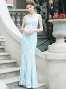 【ERUKEI】グリーン・イエロー・総レース・ロングドレス・パーティー・結婚式・二次会 ・大きいサイズ[29305]