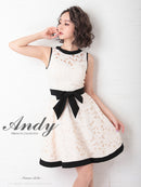 Andy/AN-OK2630/ワンピース/ミニドレス/キャバドレス/ウエストリボン/ノースリーブ/フラワーレース/フレア