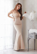 LuxeStyle/19044/リュクススタイル/ロングドレス/キャバドレス/ビジュー刺繍/シアー/ノースリーブ/ワンカラー/タイト/スリット