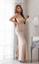 LuxeStyle/19044/リュクススタイル/ロングドレス/キャバドレス/ビジュー刺繍/シアー/ノースリーブ/ワンカラー/タイト/スリット