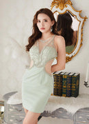 LuxeStyle/20242/リュクススタイル/キャバドレス/ミニドレス/ビーズ刺繍/ノースリーブ/カットアウト/シアー/タイト