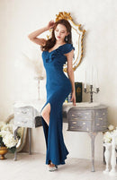 LuxeStyle/51523/リュクススタイル/キャバドレス/ロングドレス/フリルワンショルダー/ストレッチ/スリット/マーメイド/大きいサイズ