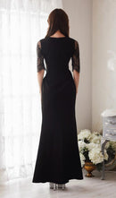 LuxeStyle/51526/リュクススタイル/ロングドレス/キャバドレス/レーススリーブ/カシュクール/袖あり/ショートインロング