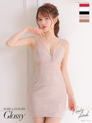 Glossy/バックチュールノースリーブ/タイトミニドレス/GL2629