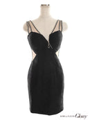 Glossy/バックチュールノースリーブ/タイトミニドレス/GL2629