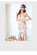 ROBE de FLEURS/DE2931/フラワー×バストジッパーフリルマーメイドキャバドレス