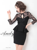 Andy/AN-OK2625/ワンピース/ミニドレス/ワンカラー/タイトワンピース/カラードレス/ペプラム
