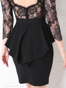 Andy/AN-OK2625/ワンピース/ミニドレス/ワンカラー/タイトワンピース/カラードレス/ペプラム