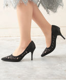 3395/パンプス/ヒール/靴/パーティ/結婚式パンプス/二次会/お呼ばれ/婚活/合コン/お見合い/ランチ会/お食事会/フォーマル/美脚/定番パンプス/ビジュー/花柄