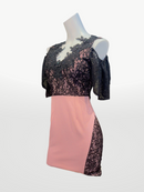 TQ-2/タイトワンピース/レース/Vネック/袖あり/プチプラドレス