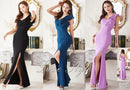 LuxeStyle/51523/リュクススタイル/キャバドレス/ロングドレス/フリルワンショルダー/ストレッチ/スリット/マーメイド/大きいサイズ