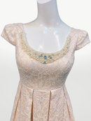 TQ-3/フレアワンピース/総レース/パール/ビジュー/チュール入り/キャバドレス/ラウンジ/ガールズバー/ミニワンピ/プチプラドレス