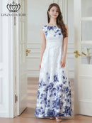 ERUKEI/C24015/エルケイ/ドレス/ワンピース/フラワープリント/ノースリーブ/Aライン/ロングドレス