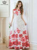 ERUKEI/C24015/エルケイ/ドレス/ワンピース/フラワープリント/ノースリーブ/Aライン/ロングドレス