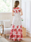 ERUKEI/C24015/エルケイ/ドレス/ワンピース/フラワープリント/ノースリーブ/Aライン/ロングドレス