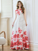 ERUKEI/C24015/エルケイ/ドレス/ワンピース/フラワープリント/ノースリーブ/Aライン/ロングドレス