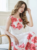 ERUKEI/C24015/エルケイ/ドレス/ワンピース/フラワープリント/ノースリーブ/Aライン/ロングドレス