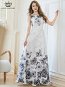 ERUKEI/C24015/エルケイ/ドレス/ワンピース/フラワープリント/ノースリーブ/Aライン/ロングドレス