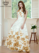 ERUKEI/C24015/エルケイ/ドレス/ワンピース/フラワープリント/ノースリーブ/Aライン/ロングドレス