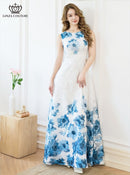 ERUKEI/C24015/エルケイ/ドレス/ワンピース/フラワープリント/ノースリーブ/Aライン/ロングドレス