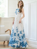 ERUKEI/C24015/エルケイ/ドレス/ワンピース/フラワープリント/ノースリーブ/Aライン/ロングドレス