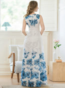 ERUKEI/C24015/エルケイ/ドレス/ワンピース/フラワープリント/ノースリーブ/Aライン/ロングドレス