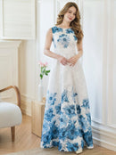 ERUKEI/C24015/エルケイ/ドレス/ワンピース/フラワープリント/ノースリーブ/Aライン/ロングドレス