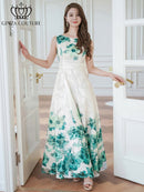 ERUKEI/C24015/エルケイ/ドレス/ワンピース/フラワープリント/ノースリーブ/Aライン/ロングドレス