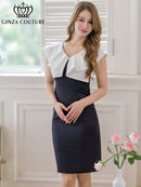 ERUKEI/C24134/エルケイ/ワンピース/ミディアムドレス/タイト/バイカラー/シンプル