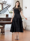 ERUKEI/C2645/エルケイ/ドレス/ミディアムドレス/ワンピース/半袖/ビーズ/チュール/レース/Aライン