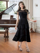 ERUKEI/C2645/エルケイ/ドレス/ミディアムドレス/ワンピース/半袖/ビーズ/チュール/レース/Aライン