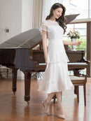 ERUKEI/C2645/エルケイ/ドレス/ミディアムドレス/ワンピース/半袖/ビーズ/チュール/レース/Aライン