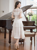 ERUKEI/C2645/エルケイ/ドレス/ミディアムドレス/ワンピース/半袖/ビーズ/チュール/レース/Aライン