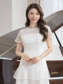 ERUKEI/C2645/エルケイ/ドレス/ミディアムドレス/ワンピース/半袖/ビーズ/チュール/レース/Aライン