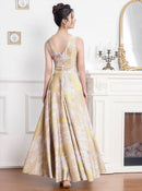 ERUKEI/E22050/エルケイ/ロングドレス/プリント/ノースリーブ/Vネック/Aライン