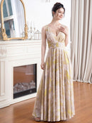 ERUKEI/E22050/エルケイ/ロングドレス/プリント/ノースリーブ/Vネック/Aライン