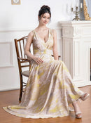 ERUKEI/E22050/エルケイ/ロングドレス/プリント/ノースリーブ/Vネック/Aライン