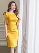 ERUKEI/E24087/エルケイ/ワンピース/ミディアムドレス/肩リボン/タイト/背中あき