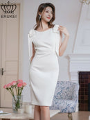 ERUKEI/E24087/エルケイ/ワンピース/ミディアムドレス/肩リボン/タイト/背中あき