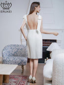 ERUKEI/E24087/エルケイ/ワンピース/ミディアムドレス/肩リボン/タイト/背中あき