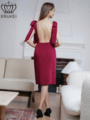 ERUKEI/E24087/エルケイ/ワンピース/ミディアムドレス/肩リボン/タイト/背中あき