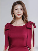 ERUKEI/E24087/エルケイ/ワンピース/ミディアムドレス/肩リボン/タイト/背中あき