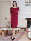 ERUKEI/E24087/エルケイ/ワンピース/ミディアムドレス/肩リボン/タイト/背中あき