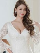 ERUKEI/E24140/エルケイ/ワンピース/ミニドレス/総レース/スパンコール/タイト/Vネック/７分袖/フリルスリーブ/タイト