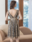 ERUKEI/S35114/エルケイ/ドレス/ミディアムドレス/ワンピース/Vネック/刺繍/レース/Aライン