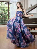 ERUKEI/S35201/エルケイ/ドレス/ロングドレス/ワンピース/フラワー/プリント/ベア/Aライン