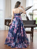 ERUKEI/S35201/エルケイ/ドレス/ロングドレス/ワンピース/フラワー/プリント/ベア/Aライン