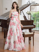 ERUKEI/S35201/エルケイ/ドレス/ロングドレス/ワンピース/フラワー/プリント/ベア/Aライン