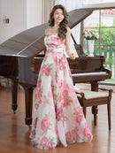 ERUKEI/S35201/エルケイ/ドレス/ロングドレス/ワンピース/フラワー/プリント/ベア/Aライン