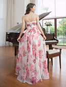 ERUKEI/S35201/エルケイ/ドレス/ロングドレス/ワンピース/フラワー/プリント/ベア/Aライン